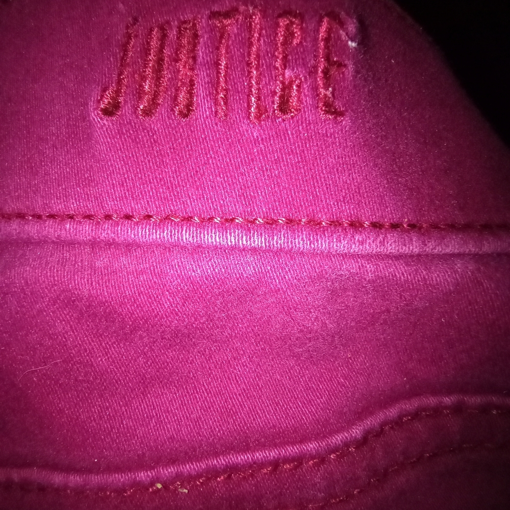 Justice burgundy jeggings size 10 slime mid rise leggings